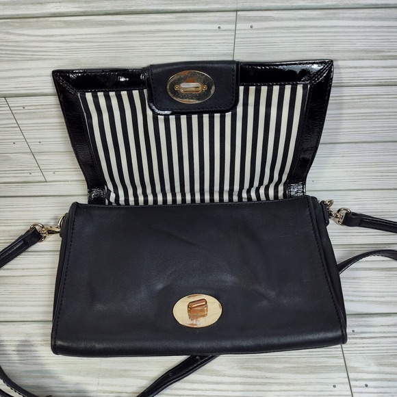 Kate Spade Small Black Leather Convertible Crossbody Handbag Purse Clutch - Picture 8 of 16